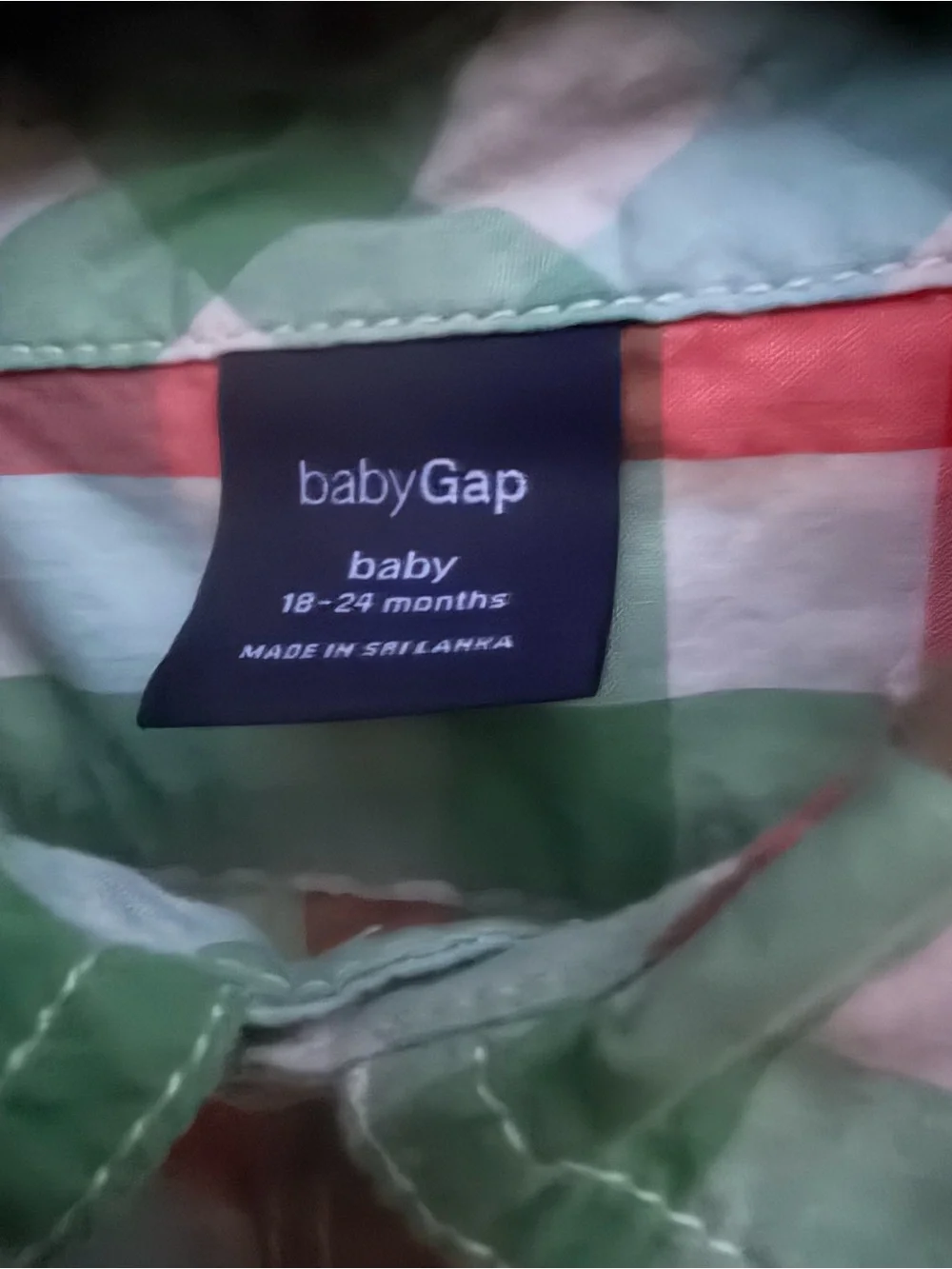 Baby Gap Plaid Button Front Shirt 18-24 Months Coral Green Blue